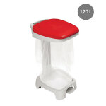 Gilac support sac poubelle 2 roues  pdale gilac avec couvercle rouge 120 l