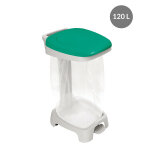 Gilac support sac poubelle 2 roues  pdale gilac avec couvercle vert 120 l
