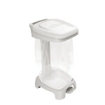 Gilac support sac poubelle d'intrieur 2 roues  pdale blanc avec couvercle 120 l