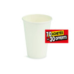 Gobelet en carton blanc 21 cl - d�cor neutre - enduction en plastique - recyclable - lot de 100 (70 + ...