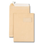 Gpv pochette kraft brun 229 x 324 mm fentre 50 x 100 mm - 120g soufflet 3 cm - auto - adhsive bande ...