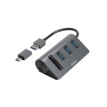 Hama hub lecteur carte sd, micro sd + 3 ports usb - gris