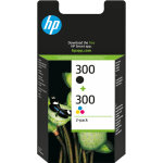 Hp 300 pack de 2 cartouches d'encre noir / trois couleurs authentiques, rendement standard, noir, cyan, ...