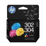 Hp 302 / 304 cartouche d encre trois couleurs authentique, rendement standard, cyan, magenta, jaune, ...