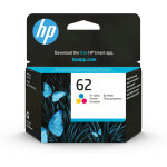 Hp 62 cartouche d'encre trois couleurs authentique, rendement standard, cyan, magenta, jaune, encre  ...