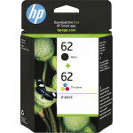 Hp 62 pack de 2 cartouches authentiques d'encre noire / trois couleurs, rendement standard, noir, cyan, ...