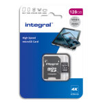 Integral carte micro sdxc + adaptateur 128go v30 u3 a1 class 10 uhs - i 100mb / s