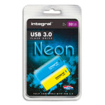 Integral pack de 2 cls usb 3. 0 32go bleu / jaune infd32gbneon3. 0blyl