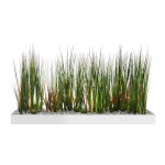 Jardinière artificielle basse - composition florale en herbes - l 100 cm - blanc Jardinière artificielle basse - composition florale en herbes - l 100 cm - blanc