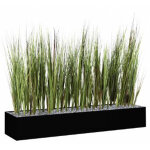 Jardini�re artificielle basse - composition florale en herbes - l 80 cm - noir