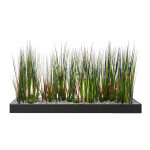 Jardinière artificielle basse top de finition végétalisé herbes et plantes - l 120 cm - noir Jardinière artificielle basse top de finition végétalisé herbes et plantes - l 120 cm - noir