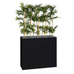Jardinière artificielle haute sur roulettes - composition florale en bambou - noir Jardinière artificielle haute sur roulettes - composition florale en bambou - noir
