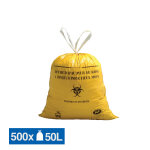 Jet'sac sacs poubelle déchets hospitaliers dasri poignées coulissantes jaunes 50 l, lot de 500 Jet'sac sacs poubelle déchets hospitaliers dasri poignées coulissantes jaunes 50 l, lot de 500