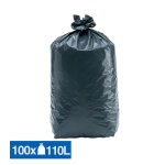 Sacs poubelle d�chets l�gers noirs 110 l, lot de 100