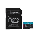 Kingston technology carte microsdxc canvas go plus gen4 200 mo / s a2 u3 v30 64 go + adaptateur, 64 go, ...