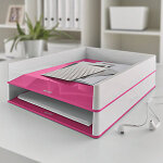 Leitz bac  courrier wow dual - blanc / rose brillant