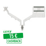 Leitz bras double pour �cran et ordinateur portable � faible encombrement - gris clair