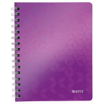 Leitz cahier a5 quadrill� 5x5 spiral� wow - couverture pp - 80 feuilles - violet