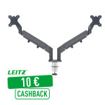 Leitz ergo bras support �cran double pour 2 �crans classiques - gris fonc�