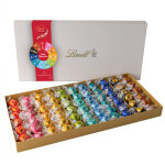 Lindt bote rainbow - assortiment en papillotte boules de chocolat au lait, noisette, pralin et noir ...