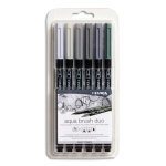 Lyra groove lyra etui plastique 6 feutres aquabrush duo double pointe (fine & pinceau) nuances de gris ...