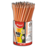Maped pot de 72 crayons graphite black'peps, bois certifi fsc, triangulaires, embout gomme, hb