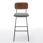 Meet tabouret de bar lisa - dossier noyer - rev�tement tissu anthracite - lot de 2