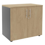 Meuble bas axiome - l. 80 x h. 72 cm - 2 portes - corps anthracite - portes chêne Meuble bas axiome - l. 80 x h. 72 cm - 2 portes - corps anthracite - portes chêne