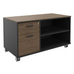 Meuble bas console mobile sur roulettes rh�a - l. 120 x p. 60 x h. 66 cm - 2 tiroirs - corps carbone ...