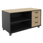Meuble bas console mobile sur roulettes rh�a - l. 120 x p. 60 x h. 66 cm - 3 tiroirs - corps carbone ...