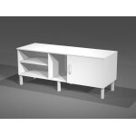 Meuble console en mélaminé et pieds métal l. 140 x h. 57 cm - blanc Meuble console en mélaminé et pieds métal l. 140 x h. 57 cm - blanc