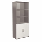 Meuble haut activity - l. 80 x h. 180 cm - 2 portes basses - corps anthracite - portes blanc