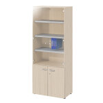 Meuble haut vitrine e - link - h. 202 x l. 80 cm - 2 portes basses - portes hautes verre - chêne Meuble haut vitrine e - link - h. 202 x l. 80 cm - 2 portes basses - portes hautes verre - chêne