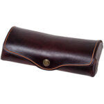 Mika etui  lunettes, grand, cuir, bouton - pression, marron
