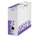Mondoffice bote archives montage automatique en carton - dos 10 cm - blanc / violet - lot de 10