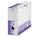 Mondoffice bote archives montage automatique en carton - dos 15 cm - blanc / violet