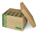 Mondoffice caisse archives en carton recycl avec couvercle spar - kraft / vert - lot de 10