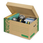Mondoffice caisse archives carton recycl� - kraft / vert - lot de 10