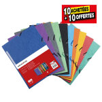 Mondoffice chemises � �lastiques 3 rabats format 24 x 32 cm assorties tonic - lot de 10 + 10 offertes ...