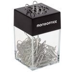 Mondoffice distributeur de trombones transparent avec couvercle aimant noir et 100 trombones