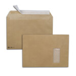 Mondoffice enveloppe premium kraft brun c4 229 x 324 mm 90g fen�tre 50 x 100 mm - autocollante bande ...