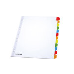 Mondoffice intercalaires neutres a4 + en bristol 170g blanc - 12 onglets couleur