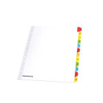 Mondoffice intercalaires num�riques a4 + en bristol blanc - 12 divisions couleur