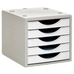 Mondoffice module de classement 5 tiroirs de rangement - corps gris / fa�ade blanche