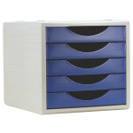 Mondoffice module de classement 5 tiroirs de rangement - corps gris / fa�ade bleue