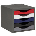 Mondoffice module de classement 5 tiroirs de rangement - corps gris fonc� / fa�ade multicolore
