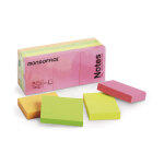 Mondoffice notes repositionnables 38 x 51 mm - assorties n�on - lot 12 blocs de 100 feuilles