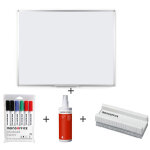 Mondoffice pack tableau blanc emaill surface magntique cadre aluminium l. 120 x h. 90 cm + 8 accessoires ...
