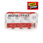 Mondoffice papier toilette double �paisseur confort blanc - lot de 8 rouleaux de 180 feuilles + 1 lot ...