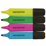 Mondoffice surligneur pointe biseaut�e 1 et 5 mm - coloris assortis - pochette de 4